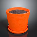 Orange Decorative Flower Pot With Saucer And Soil For Home Living Use