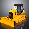 Yellow Tracked Bulldozer Utility Vehicle With Front Blade and Black Cab