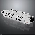 Detailed White Model Spaceship With Geometric Patterns And Reflective Surface