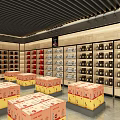 Tobacco and Alcohol Store Interior with Shelves Products and Stacked Display Boxes