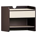 Modern Dark Brown Bedside Table With Beige Stitched Drawer And Lower Shelf 3d model