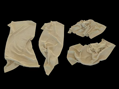 Soft Beige Towels Arranged in Various Folded and Crumpled Styles 3d model