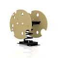Beige Circular Building Blocks With Holes And Black Base Structure 3d model