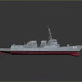 Detailed Scale Ship Model Gray Hull Red Bottom with Number 102 on Reflective Surface