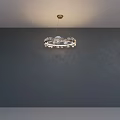 Elegant Round Crystal Chandelier With Golden Ceiling Mount And Decorative Design