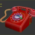 Red Rotary Dial Telephone Electronic Appliance With Classic Design And Retro Look