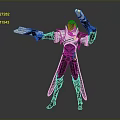 Futuristic Character In Tech Inspired Outfit With Glowing Weapons And Dynamic Stance