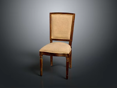 Elegant Traditional Wooden Chair With Beige Upholstered Seat Backrest And Sturdy Legs 3d model
