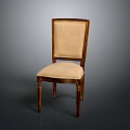 Elegant Traditional Wooden Chair With Beige Upholstered Seat Backrest And Sturdy Legs