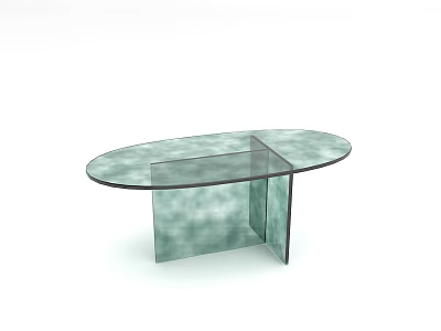 Modern Stylish Oval Glass Coffee Table With Green Marble Texture Base Design 3d model