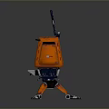 Futuristic Game Movie Character Orange Blue Robot With Digital Screen And Mechanical Legs