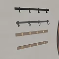 Black And Beige Wall Mounted Hooks Strips With Multiple Hooks For Home Use 3d model