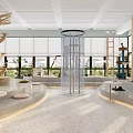 Modern Cat Themed Pet Shop with Shelves Cat Trees Plants and Paw Prints