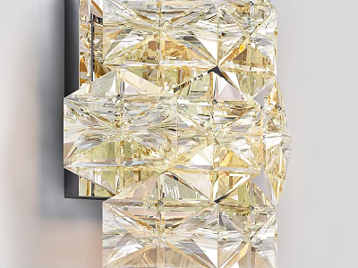 Modern Crystal Wall Light with Geometric Cut Design and Shiny Transparent Surfaces 3d model