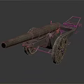 Old Rusted Military Cannon With Wooden Wheels And Metal Barrel