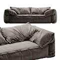 Dark Gray Two Seater Sofa With Plush Fabric Puffy Cushions And Cozy Armrests