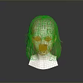 Red Wig With Medium Length Hair And Bangs On White Head Mannequin For Character