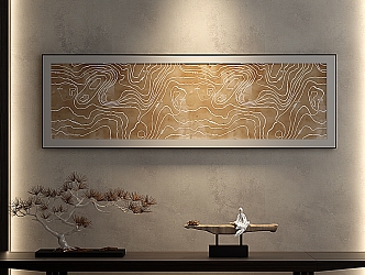 New Chinese abstract painting contour decorative painting background wall painting 3d model