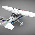 Small Passenger Plane Featuring Blue And White Stripes Single Propeller And B-HRON Registration