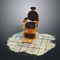 Elegant Massage Chair With Black Seat And Gold Accents On Tile Floor Under Lighting