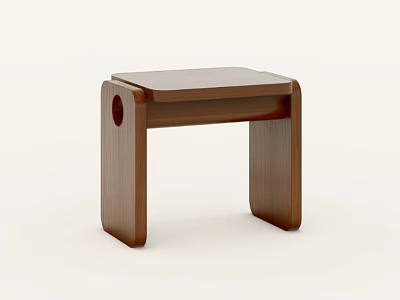 Modern Wooden Stool With Minimalist Design And Circular Side Hole 3d model