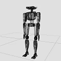 Red Humanoid Smart Machine Featuring Transparent Head And Robotic Body Design 3d model