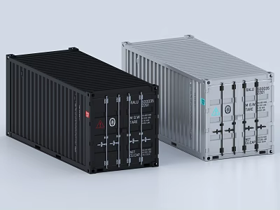 Modern Container Building Units In Black And Silver Modular Design 3d model