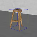 Rustic Wooden Stool With Simple Design And Sturdy Four Legs In Indoor Space 3d model