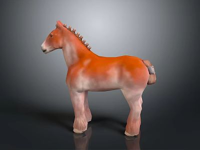 Realistic Orange And White Horse Model With Detailed Features On Grey Background 3d model