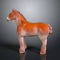 Realistic Orange And White Horse Model With Detailed Features On Grey Background
