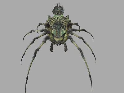 Intricate Reptile With Spiked Head Many Legs And Detailed Green Dark Patterns 3d model
