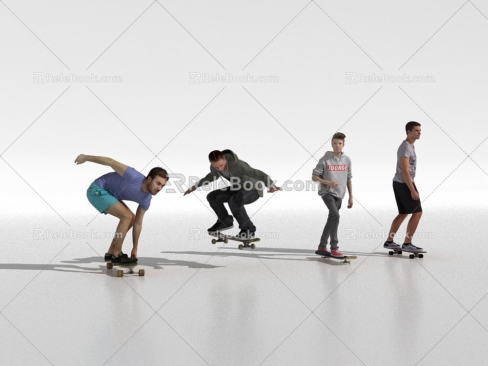 People skateboard people sports people 3d model