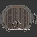 Industrial Metallic Equipment With Pipes Valves Upper Structure And Square Base