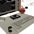 Modern White Sofa and Coffee Table Set with Marble Top Red Chair and Floor Lamp