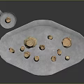 Multiple Wooden Candle Lamps Arranged On Silver Tray With Varying Heights Design
