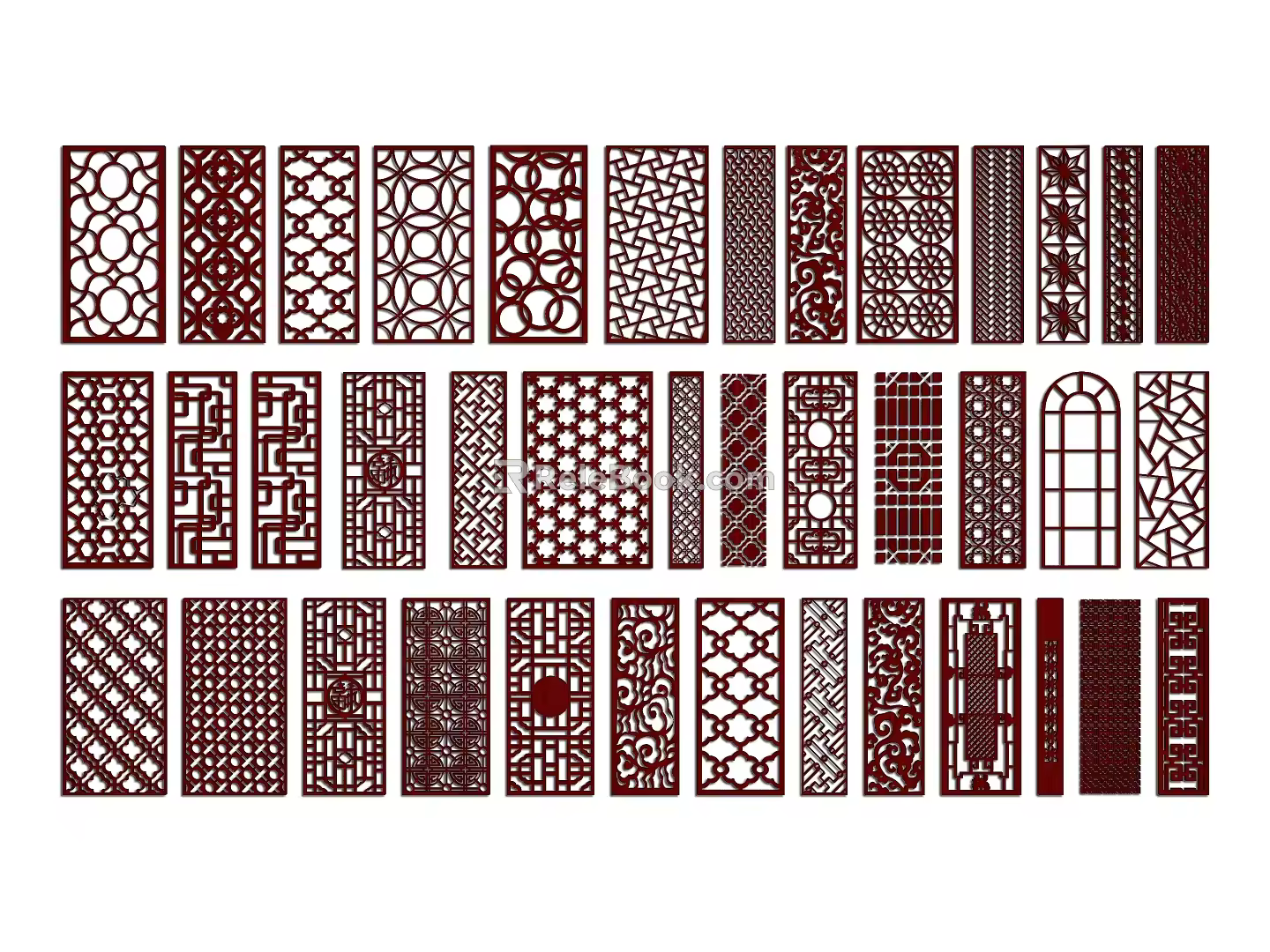 Flower window pane window grille carving Chinese pattern Chinese style pattern lattice screen hollow window grille auspicious pattern carved pattern grille partition carving 3d model