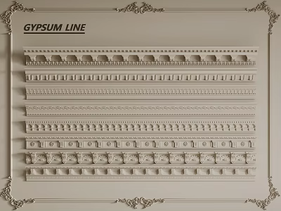 Gypsum Line Decorative Molding With Various Styles And Patterns For Interior Design 3d model