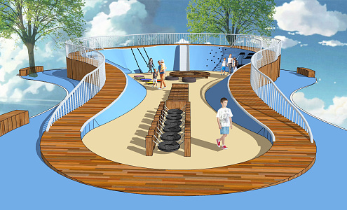 Children's area Modern play equipment 3d model