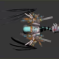 Mechanical Animal Character With Orange Black Wings And Blue Mechanical Legs