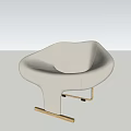 Modern White Single Sofa With Curved Design And Metal Base Support