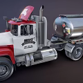 Red And White MACK Tanker Truck For Commercial Fuel Transportation