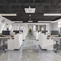 Modern Public Office Space Interior With Open Layout Workstations Computers And Natural Light 3d model