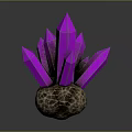 Vibrant Purple Crystal Cluster With Rough Brown Base On Dark Background