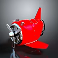 Red Underwater Submersible With Propeller Fins Metal Components And Cables Design