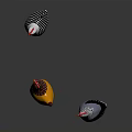 Cute Decorative Chicken Figurines In Yellow Black White Polka Dot And Blue Gray Designs