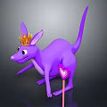 Cute Purple Kangaroo Doll with Golden Crown and Pink Heart Ornament