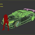 Black Modified Sports Car With Rear Spoiler Red Side Mirrors And Sleek Design