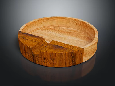 Wooden Round Tray Daily Living Essential with Divided Section and Smooth Finish 3d model