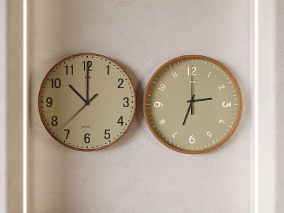 Two Wall Mounted Clocks With Different Designs 3d model