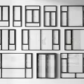 Various Modern Window Frame Designs With Black Borders For Home Interiors 3d model